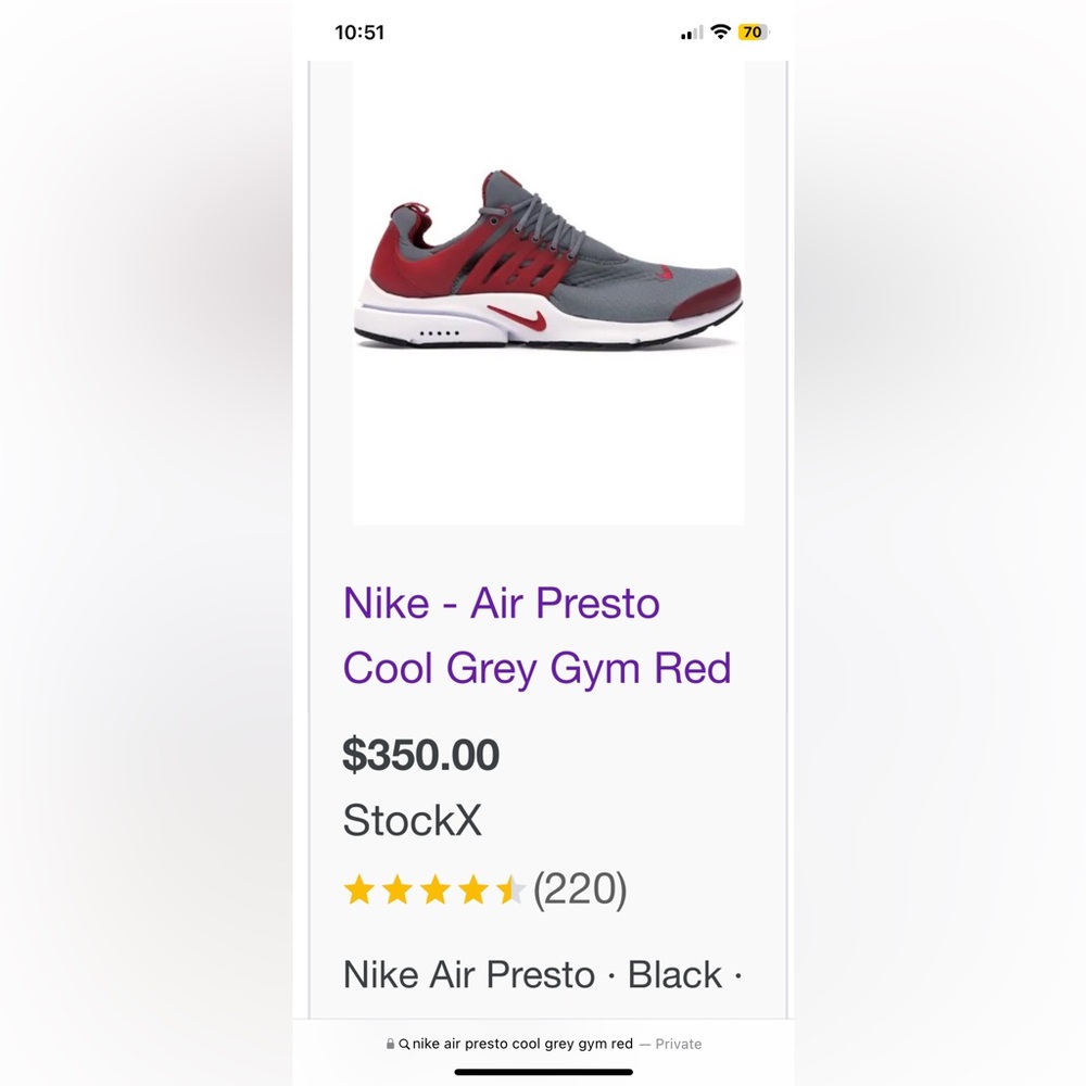 Nike Air Presto (Cool Grey/Gym Red)